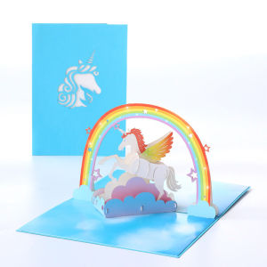 Unicorn 3D Pop Up Greeting Card with Envelope | Birthday | Valentine | Love | Thank You Card | Invitation | Gift Card | Laser Cut |  Decoration | BABYMAMA