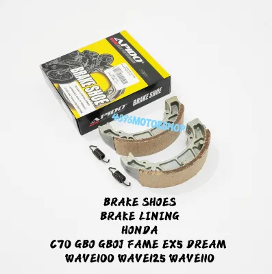 APIDO BRAKE SHOES EX5 DREAM C70 GBO GBOJ FAME WAVE100 WAVE125 WAVE110 WAVE BRAKE SHOE BREK LINING WAVE 100 110 125