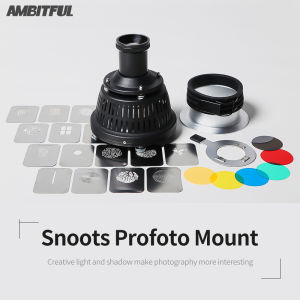 AMBITFUL AL-16 Focalize Conical Snoot Optical Condenser Art Special Effects Shaped Beam Light Cylinder with Shape and Color Gel For Bowens Mount LED Constant Light Flash