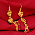 PQH KONG Jewellery Gold 916 Original Malaysia Earrings for Women Leaf Pendant Long Drop Dangle Hook Gold Earrings Party Jewelry Fashion Gold Jewellery Exquisite Flower Earrings Earing Set for Girls Korean Style Subang Telinga Perempuan. 