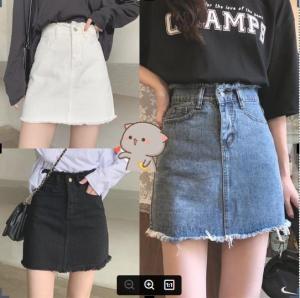 กระโปรงยีนสูงทรงเอ สไตล์เกาหลี ปลายรุ่ย # 2030 | Kay Kai\_Shop | ส่งเร็ว