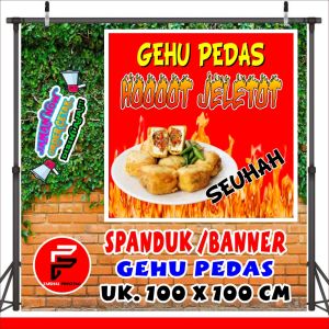 Banner Gehu Pedas / Spanduk Jajanan Gehu Pedas / Banner Ukuran 1 x 1 m