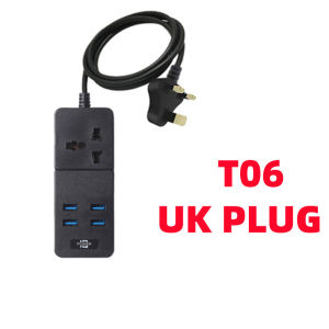 Black 1/2/3/6/8 Way Gang International Universal Socket English Usb UK Plug Bar Converter Socket 2 Meter Cable 13a English Home Wiring Panel Power Safety Extension Multi with Usb with Switch