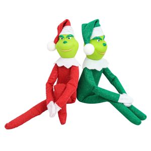 Đồ chơi nhồi bông hình quái vật Grinch lông xanh Giáng sinh elf chân dài trang trí tượng nhỏ sáng tạo