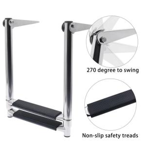 2 Step 3 Step Marine Ladder Telescopic Stainless Folding Telescopic Ladder Steel Dropped Ladder Telescoping Ladder Stainless Steel Marine Hardware Deck Outboard Swim Platform Boat Marine Yacht Accessories