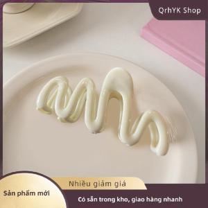 Hàng có sẵn✨ Dopamine kem màu hình học sóng dòng trở lại đầu tóc móng vuốt tóc Clip Phụ Nữ Cô Gái kẹp tóc đuôi ngựa Phụ kiện tóc trang trí