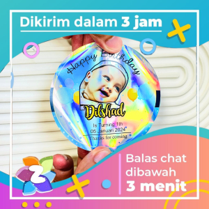 5-8 Stiker Hologram Ulang Tahun Anak Sticker Label Undangan Happy Birthday Uk. Sedang Zennida