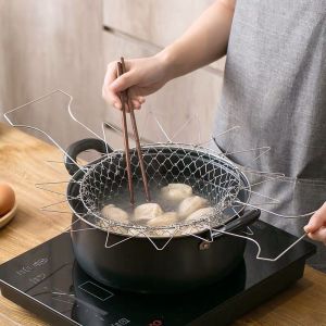 [Ready Stock] Stainless Steel Magic Mesh Basket Strainer Expandable Fry Chef Cooking