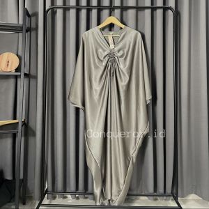 Kaftan Wanita Tali Serut Aktif Satin Maxmara Premium Mewah Simple Elegan Gamis Lebaran Kondangan