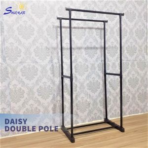 STAND HANGER GANTINGAN BAJU TOPI TAS / RAK JEMURAN GANTUNG DENGAN RODA / RAK GANTUNGAN 2 SUSUN PORTABLE / DOUBLE STAND HANGER