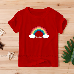 kaos t-shirt atasan baju anak cewek cowok laki perempuan pelangi rainbow lengan pendek seragam cute lucu