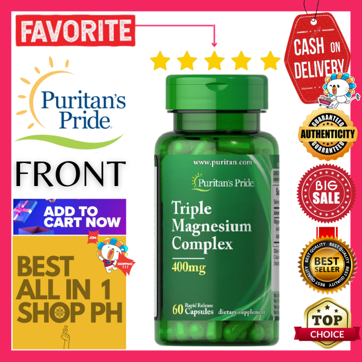 Puritans Pride Triple Magnesium Complex 400 Mg 60 Capsules Supports