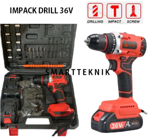 SET Bor Obeng Bor Bolak Balik 36 V Charger Cordless Drill - BOR BATRE 13MM TEMBOK BESI KAYU KOMPLIT