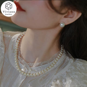 Viviann Original Pearls Beads Pearl Bead Necklace Jewelry Pearl Necklaces 6mm 8mm Pearl Jewelry 925 Sterling Silver Necklace For Women Engagement Gift