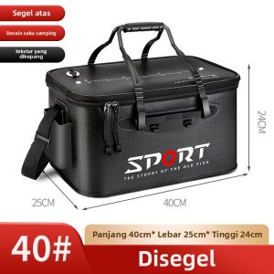 Ember ikan tebal pola 3D ember pelempar ikan hidup otomatis ember pancing lipat EVA keranjang ikan tertutup