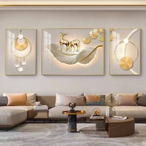 3pcs Square Wall Mural Nordic Style Durable Sofa Background Wall Decor Living Room Hanging Picture Print Decoration