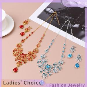 [Hot Sale Jewellery]liuchuanbing Wedding Party Necklace Earring Set Flower Water Drop Necklace Bridal Wedding Jewelry Accessories