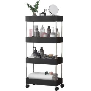 4 layer Bath Rack Bathroom Shelves Rolling Trolley Kitchen Organizer Room Organizer Storage