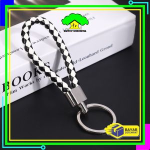 MI-C1198 Gantungan Kunci Kulit Braided Kepang Aksesoris Mobil Motor Tas Wanita / Keychain Ganci