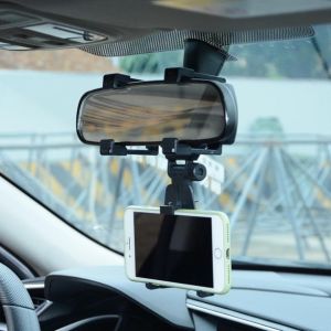 Car Front Mirror Clip Phone Holder In-Car Rear View Mirror Mount 360 Degree Rotated Phone Bracket