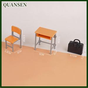 QUANSEN 1Set 1:12 Dollhouse Miniature Desks Chairs Schoolbags Model Classroom Decor Toy Doll House Accessories