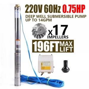 Submersible pump 220V 2.5 " 0.75HP Household Agricultural Irrigation High Flow Industrial Well Pump