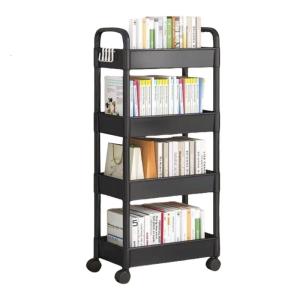 4 Tiers Rolling Cart for and Beverages Removable Storage Rack Trolley with Wheels for Office and School Use