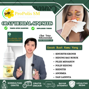 Obat Sinusitis Pilek Menahun Polip Hidung Tersumbat Mampet Bau Busuk Benjolan Rhinitis Alergi Propolis SM Asli 100% Original