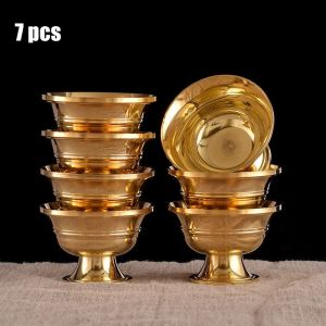 7pcs Brass Tantric Bowl Auspicious Luster Goblet Tibetan Bowl 5.7cm Holy Water Cup Buddhist Homes Gift Desktop Decorative2026