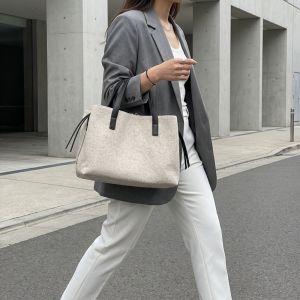 Elegant Canvas Tote Bag Waterproof Multi-layer Multiple Compartments Handbag Large Capacity Minimalist Computer Bag Shopping