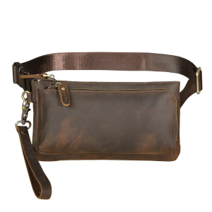 WAISTBAG TRAVELER PRIA | BAHAN KULIT CRAZY HORSE | SIMPLE STYLE