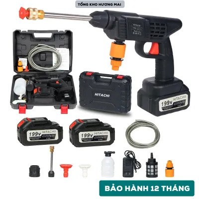 Máy Rửa Xe Hitachi 2 PIN 199V Cầm Tay Không Dây Áp Lực Cao Cho Mọi Loại Xe 2 PIN 199V 30000mAH Công Suất 1400W