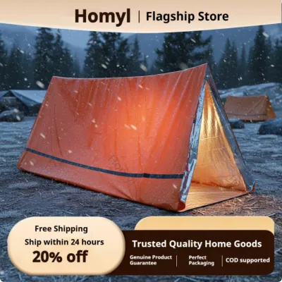 Homyl Heat Retaining Portable Emergency Tent Quick Setup Emergency Bivvy Shelter Waterproof Thermal Rescue Shelter Windproof for Campers Hikers Camping Disaster Relief Hiking