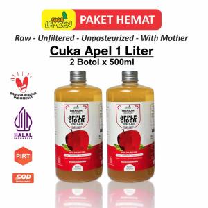 PROMO SALE Cuka Apel Organik 1 LITER - 2 X 500ML Apple Cider Vinegar Premium With The Mother