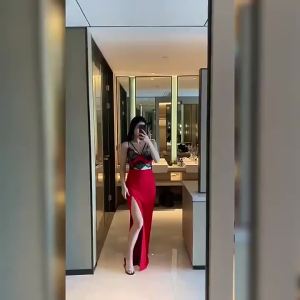 Đầm Hai Dây Dáng Dài Xẻ Tà Phối Ren Gợi Cảm Cho Nữ#X0616