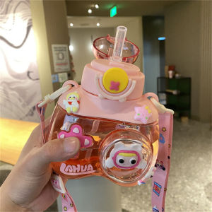 Pulchra 10%off 650ml เด็กถ้วยน้ำแบบพกพาสำหรับฤดูร้อนความจุขนาดใหญ่กลางแจ้งถ้วยน้ำการ์ตูนความจุขนาดใหญ่ถ้วยฟางเด็กต้องมี