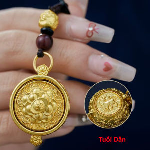 Móc treo chìa khóa Tụ Bảo xoay tròn 360 độ chất liệu đồng thau khắc đầy đủ hình 12 con giáp