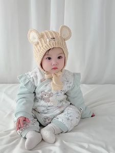 Newborn Baby Cotton Clothes for Autumn and Winter 200g Quilted cotton jumpsuit a Lace-up baby clothes from Anyang infant and childrens clothing
