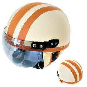 Helm Anak retro Polos Strip kaca riben Usia 1 sampai 4 Tahun