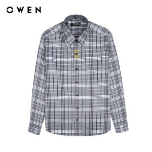 OWEN - Áo sơ mi nam dài tay Regular Fit AR230636DT màu Ghi chất liệu Bamboo