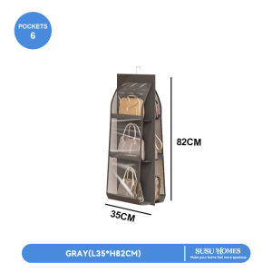 SUSU HOMES 6/8 Pockets Handbag Storage Bag Wardrobe Dustproof Hanging Hanger Organizer Bag Simpan Barang