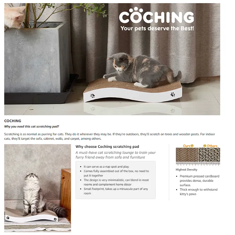 Coching Cat Scratcher Cardboard Cat Scratch Pad with Premium Scratch Textures Design Durable Cat Scratching Pad Reversible Lazada PH