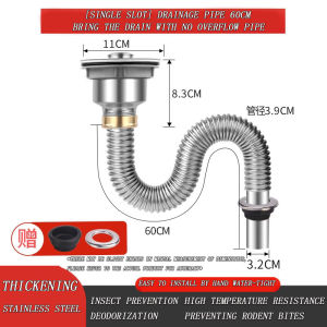304 Stainless Steel Drain Pipe Double Vegetable Sink Drainage Device Kitchen Sewer Pipe Fittings