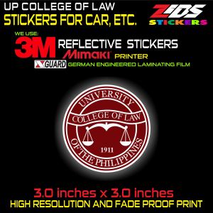 up college of law logo 3M reflective printed laminated sticker for cars motorcyle gadgets laptop etc.