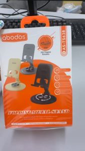 abodos AS-TS638 Adjustable Folding Metal Stand Non-Slip Desktop Phone Tablet Holder 360° Base