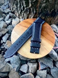 Tali Jam Tangan Kulit Asli Sapi Warna Hitam Custom Grafir Logo Garansi 1 Tahun