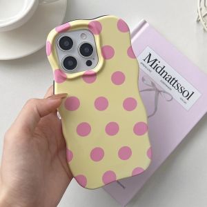 Fashion 2 in 1 Glossy Wave Point Phone Case for iPhone 13 14 15 16 17 Pro Max Wave Edges Comfortable Touch Hard Slim Back Cover