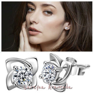 Lareyna Aravenda Anting Wanita Silver S925 Korea Lucky Clover Crystal AT004