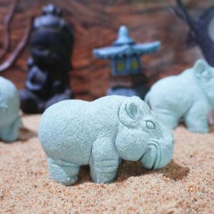 CUTE ELVES Unique Simulation Horse Figurines Resin Craft Rhinoceros Hippopotamus Fake Stone Statue Creative Handmade Artificial Elephant Ornament For Aquarium Fish Tank