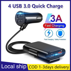 36W Car Quick Charger 4 USB Ports QC3.0 Fast Charging Car Usb kereta Chargers Extension Cable Passenger Car Rear Charger Car HUB 汽车充电器
